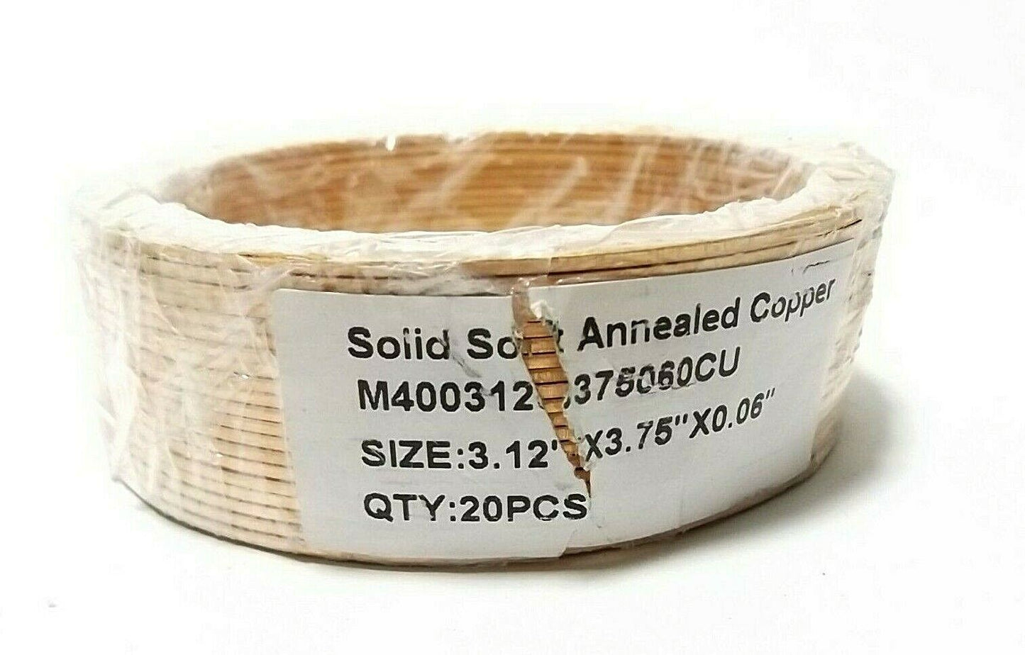 (20) UNBRANDED M4003120375060CU 3.12" X 3.75" X .06" SOLID SOFT ANNEALED COPPER
