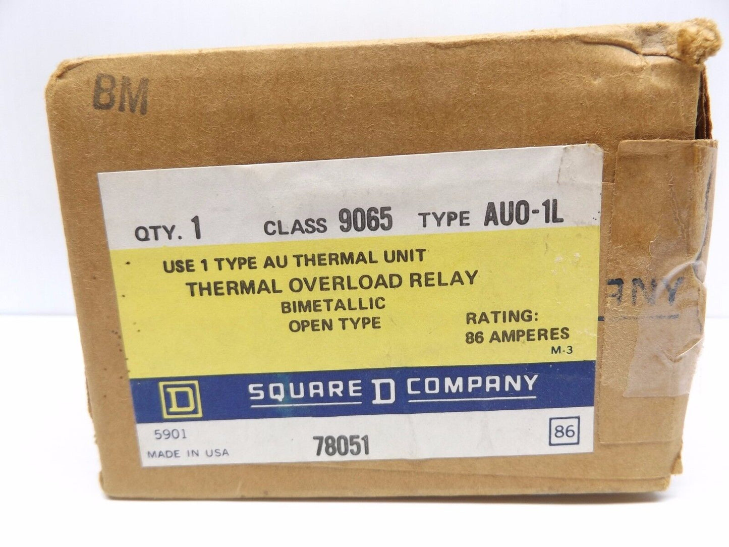 SQUARE D 9065AU01L 9065AU0-1L 78051 THERMAL OVERLOAD RELAY - OLD STOCK