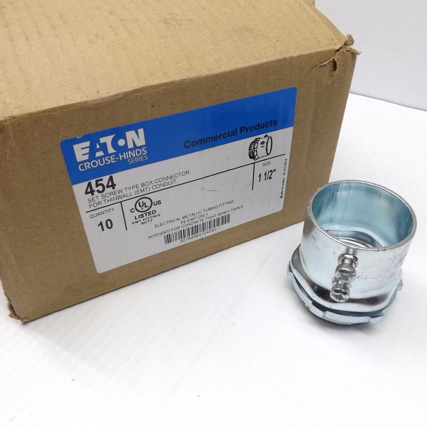 BOX OF 10 EATON CROUSE-HIND 454 1-1/2" SET SCREW TYPE BOX CONNECTOR