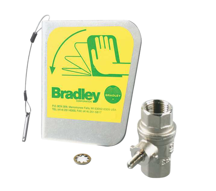 BRADLEY S30-072 STAINLESS HANDLE WITH 1/2" BALL VALVE AND COLLAR