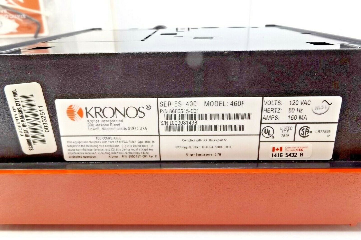 KRONOS 8600615-001 MODEL 460F SERIES 400 TIMEKEEPER